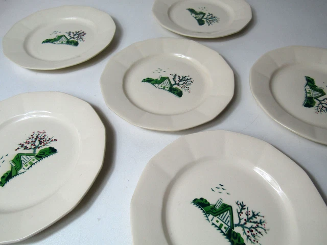 6 assiettes plates en faïence estampillée « digoin sarreguemines