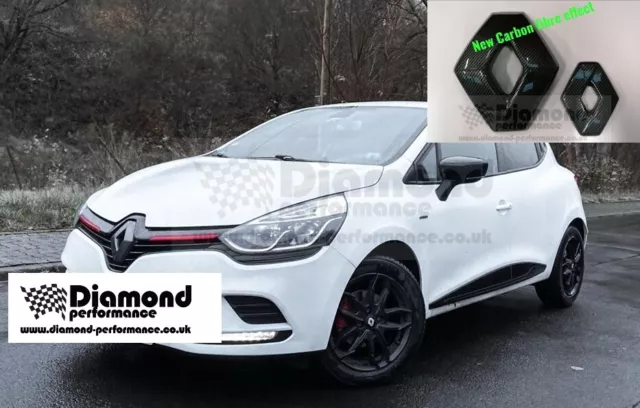 Carbone Fibre Effet avant & Arrière Badge Housses pour Renault Clio 4 2016-2019