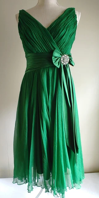 Tadashi Collection Green Silk Cocktail Dress Sleeveless Lined Evening Wedding S Tadashi Collection Green Silk Cocktail Dress Sleeveless Lined Evening Wedding S