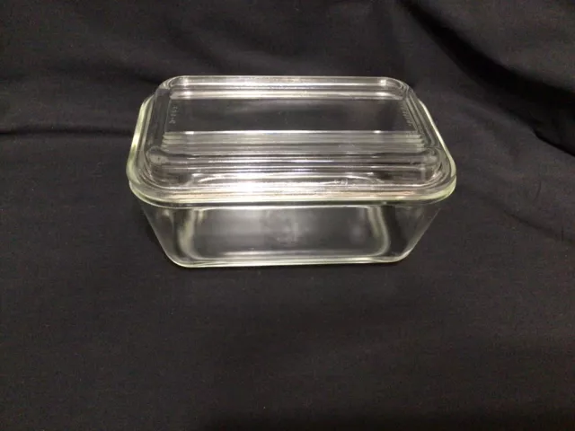 Vintage PYREX Corning Clear 502-B  Glass Refrigerator Dish with Ribbed Lid 502-C