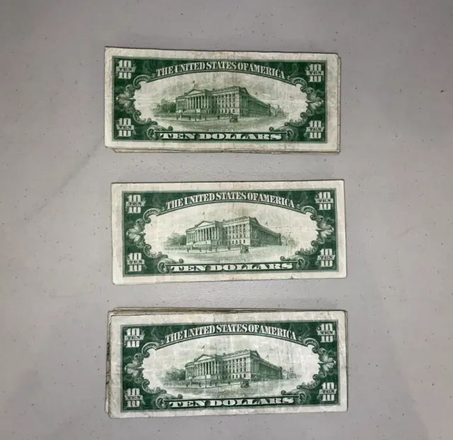 1934 Green Ten Dollar Seal Note Certificate Old US Bill $10 Money Currency 3