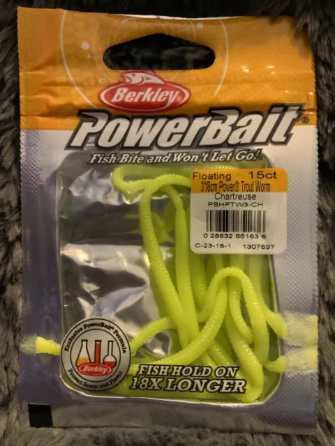 BERKLEY POWERBAIT FLOATING 3 power trout worm chartreuse fish hold on 18x  $7.00 - PicClick