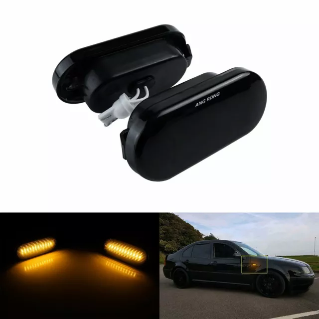 Noir lentille LED Clignotant Répétiteur Pour VW T5 Lupo Jetta Bora Sharan Passat