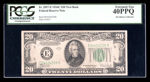 DBR 1934-C $20 Richmond New Back Fr. 2057-Enb PCGS XF-40 PPQ Serial E04424230B