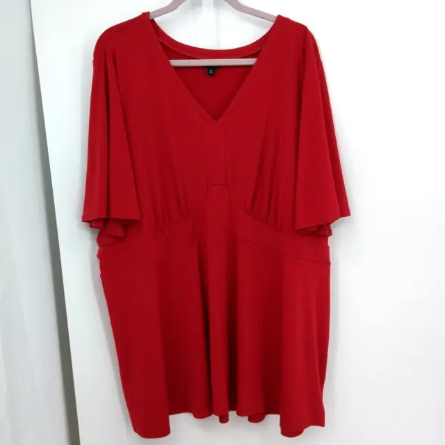 Torrid Blouse Top Size 5X Red Short Angel Wing Sleeve Empire Waist