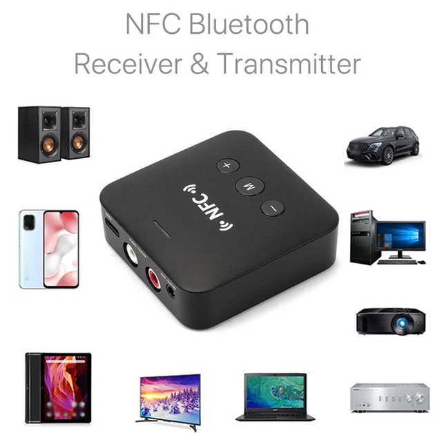 Bluetooth 5.0 NFC Receiver Transmitter Wireless RCA to 3.5mm Aux Audio Adapter