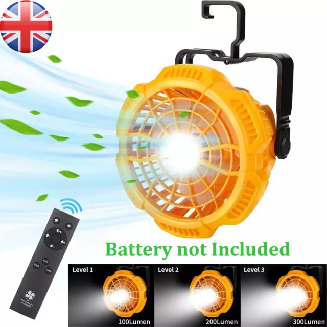 Cordless Portable LED Fan Camping Fan Compatible with Dewalt 18V 20V Battery UK