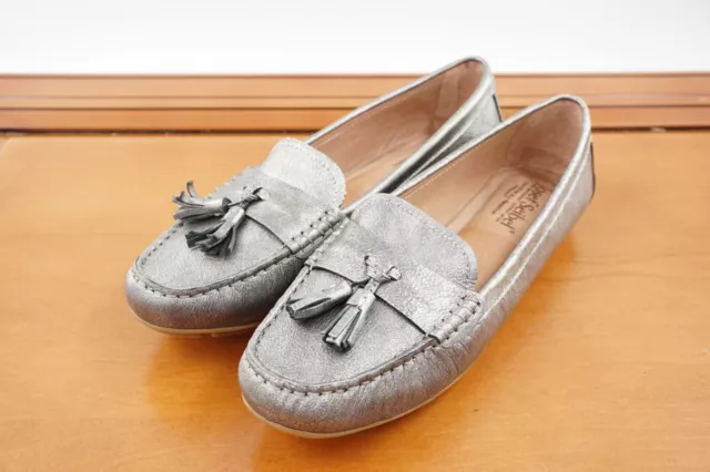 Josef Seibel Elina Womens 39 Sz 8.5 Shoes Gray Leather Slip On Tassel Loafers