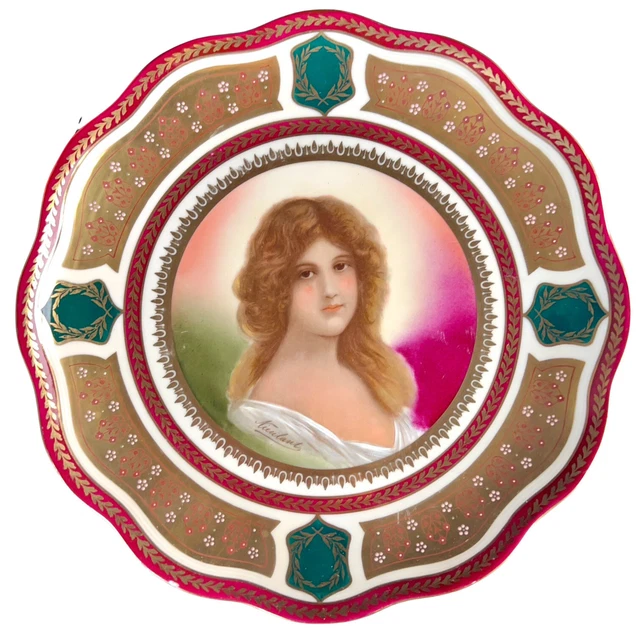 11.75” Royal Vienna Stye Portrait Wall Charger/Plaque Rudolstadt Straus Sohne