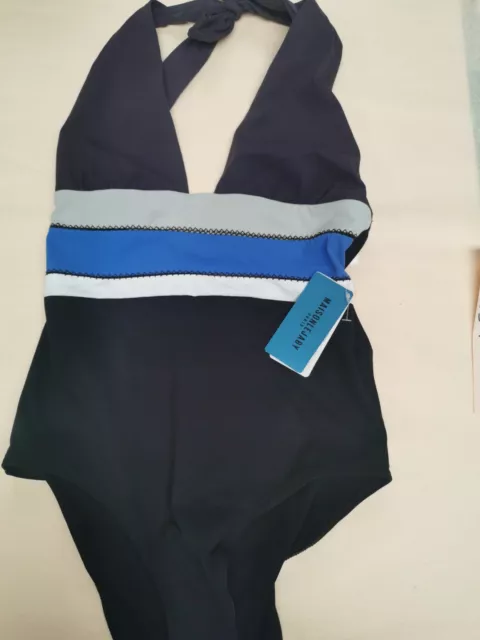 Maillot de bain 1 pièce Nageur Tour Cou Violet Maison LeJaby Noir imprimé AX04