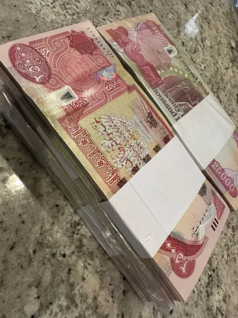 100,000 New Iraqi Dinar - 2022 - 4 x 25,000 IQD - 1/10 Million in Iraq Money