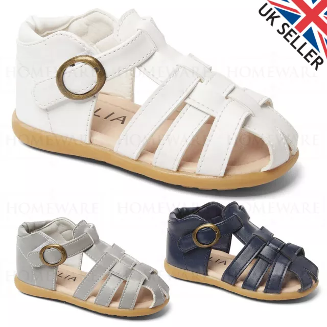 Boys Spanish Style Sandals Spider Sandal White Navy Grey Uk Designer Uk4 To Uk12