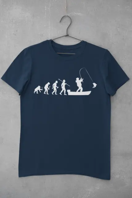 Funny Fishing T Shirt The Evolution of Man To Boat Fisherman Gift Idea Angler