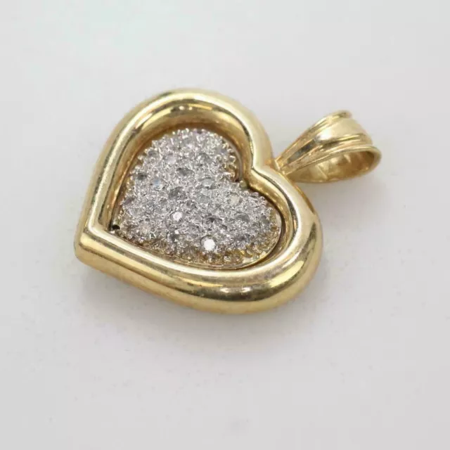 1Ct Round Cut VVS1/D Diamond Cluster Heart Pendant 14K Yellow Gold FN Free Chain