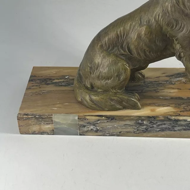 Stunning Large Art Deco Spelter Dog on Marble Base German Shepard 3