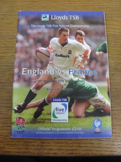 20/03/1999 Rugby Union Programme: England v France [At Twickenham] (creased). UK