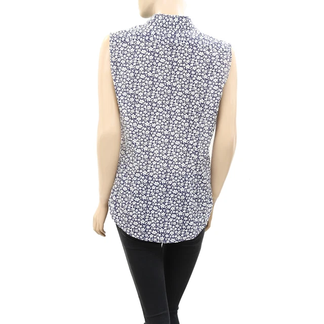 Nili Lotan Imprimé Floral Réservoir Haut Chemisier Bouton vers le Bas Boho COTON 3