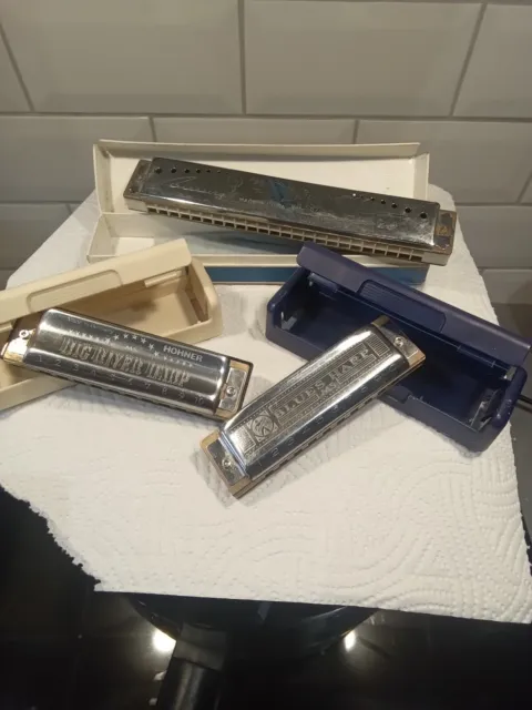 3x Beautiful  Harmonicas 2 Hohner And One Blessing All Boxed From My Collection