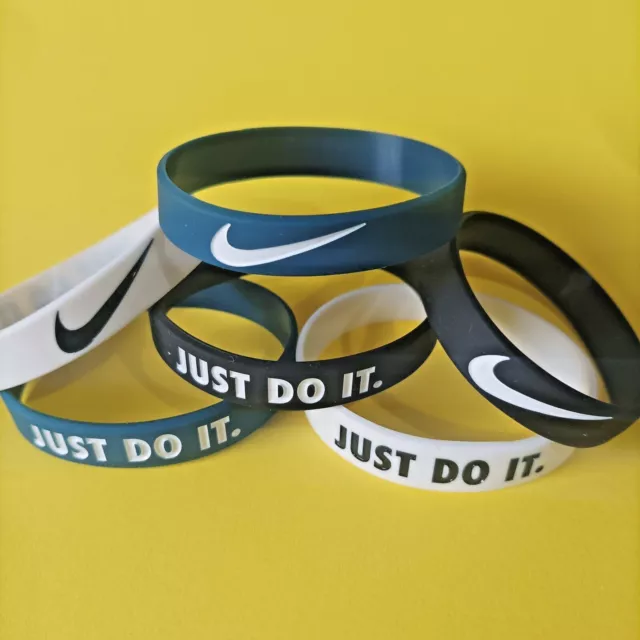 3pack Kids Silicone Bracelets NIKE JUST DO IT Men rubber Wristband Black / White