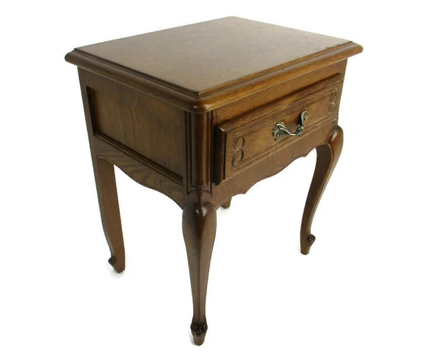 French Louis XV/XVI Style Carved  Nightstand End Table Cabinet Wood 40s-50s