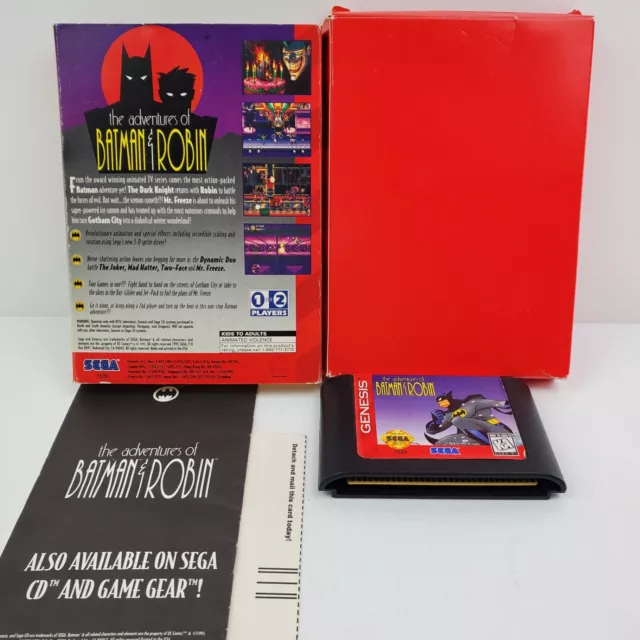Adventures Batman Robin Sega Genesis Game 1995 Box w/ Registration Card, Manual 2