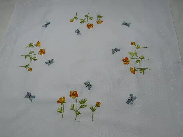 Kreuzstich Stickbild Blumen Tischdecke Handarbeit fertig 78x78