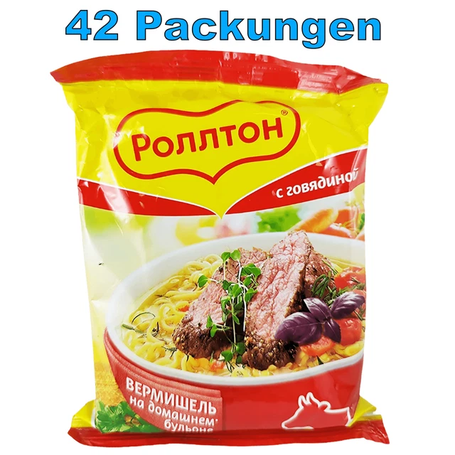 Rollton Instant Noodles manzo (42 x 60 g) pasta istantanea piatto di pasta