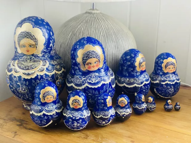 Hand painted Wooden Russian Nesting Dolls Set Of 12