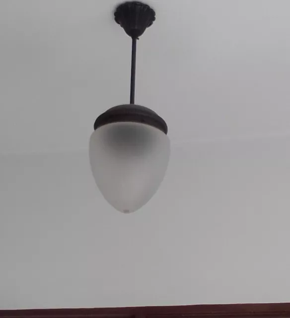 Lámpara Antigüa De Techo, Cristal Blanco Opaco, Precio Negociable