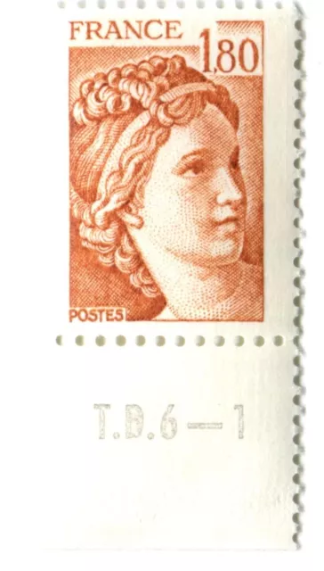 TIMBRE VARIETES : SABINE : 1,80 OCRE ORANGE N° Yvert : 2061 S180P