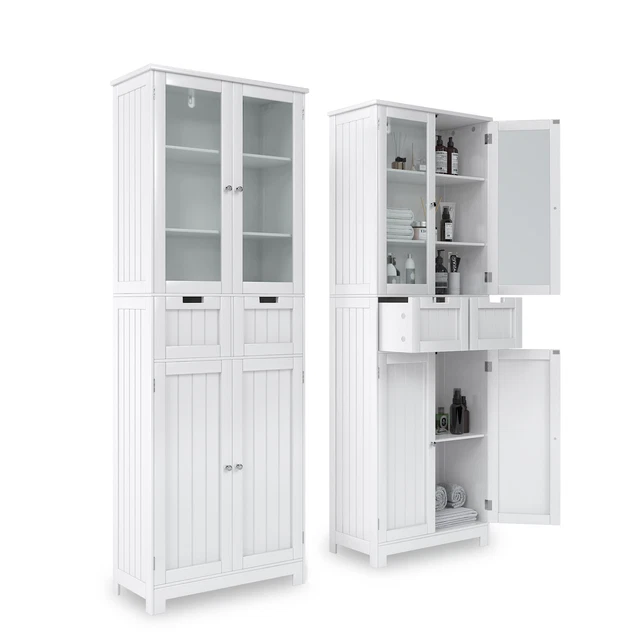 TALL BATHROOM STORAGE Glass Door Freestanding Pantry