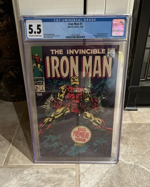 Iron Man #1 CGC 5.5 Gene Colan Cover Art 1968 Marvel Silver Age Comic Key OWTW