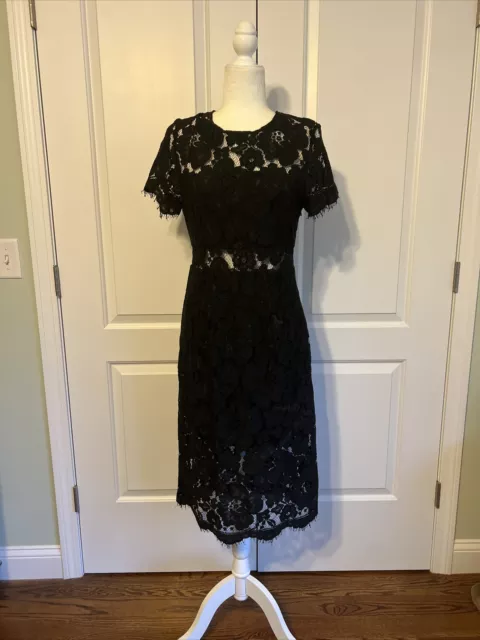 NSR Women’s Sheer Cutout Black Lace Sheath Dress Sz Medium (D)