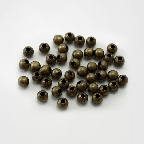 LOT de 200 PERLES RONDES 4mm METAL couleur BRONZE SANS NICKEL création bijoux