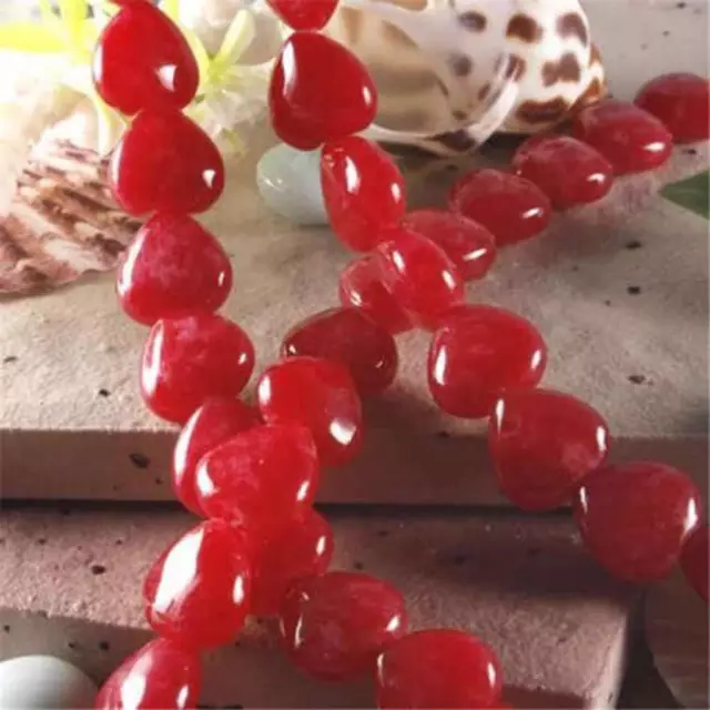 Natural Heart shaped 12x12mm Red Brazil Jade Gemstone Loose Beads 15"