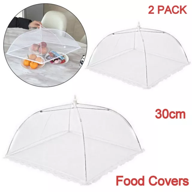 2 x Pop Up Food Covers Collapsible Outdoor Mesh Dome BBQ Food Fly Net Protector