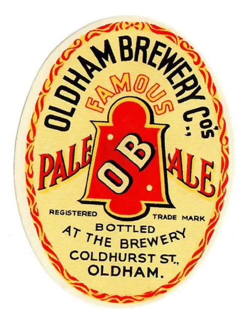 Beer Label: Oldham Brewery, OB Pale Ale 74mm tall
