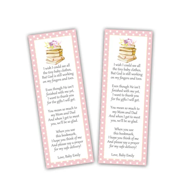 30 Girl Baby Shower Bookmarks Favor, Books Blush Pink Name Personalized