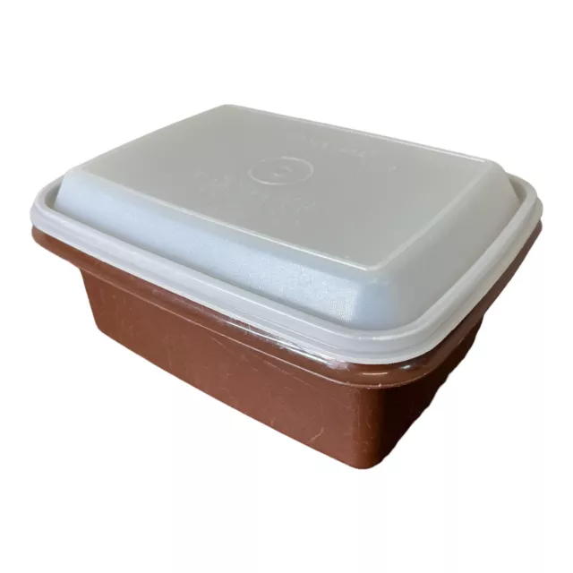 Vintage Tupperware Ice Cream Keeper Freeze N Save Container with Lid Brown 1254