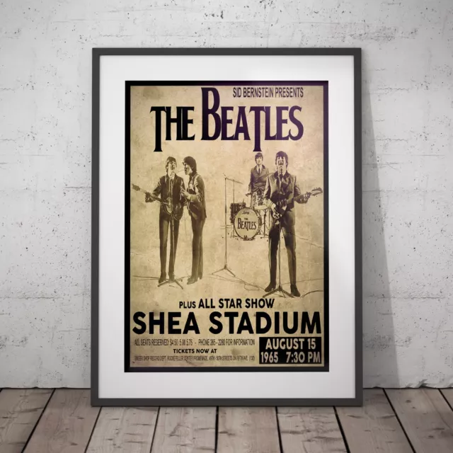 The Beatles 1965 Shea Stadium Concert Poster Five Print or Three Frame Options