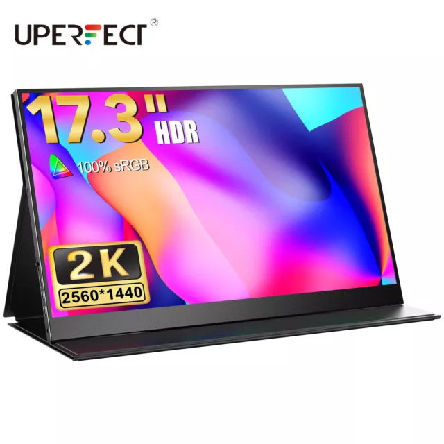UPERFECT 17,3 Zoll 2K Ultra Slim HDR Portable Monitor IPS 2560x1440 HDMI für PC