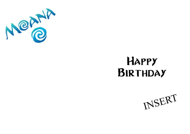 Personalised Birthday card Moana any name/relation/age 2