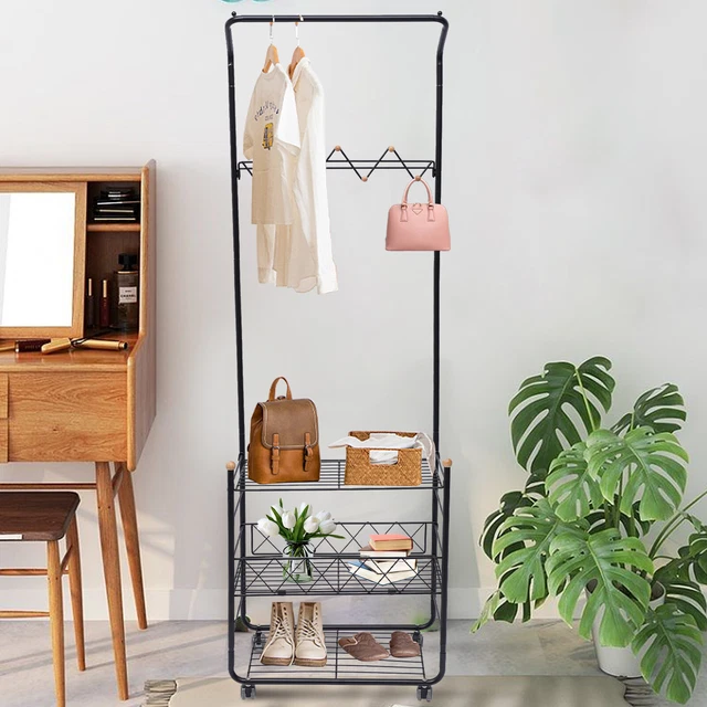 Industrial Coat Rack Hall Tree Entryway Shoe Bench Home Storage Shelf w/ 7 Hooks