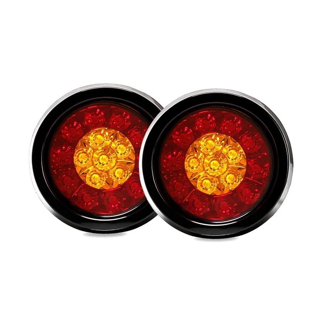 auovo 4 Inch Round LED Truck/Trailer Amber/Red Taillights with Rubber Grommet...