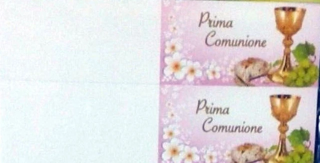 BIGLIETTI BOMBONIERE PRIMA COMUNIONE ROSA 100 Pz. FESTA PARTY PRONTI