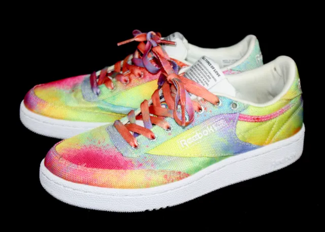 REEBOK Club C85 Rainbow Pride Sneaker Wo s 6 EUR 37.5 Multi Tie Dye 1Y3501