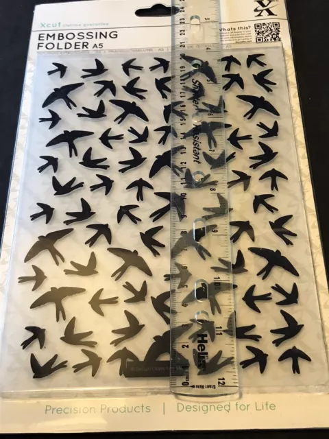 Xcut A5 large embossing folder - Swallow Pattern flying birds background 2