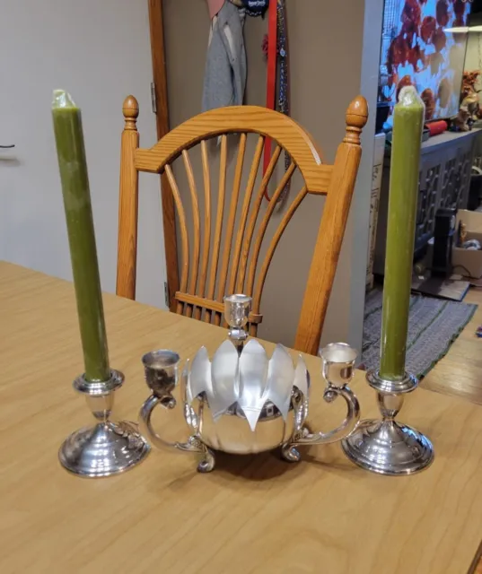 Vintage International Silver Plated Prelude Candle Holder Set