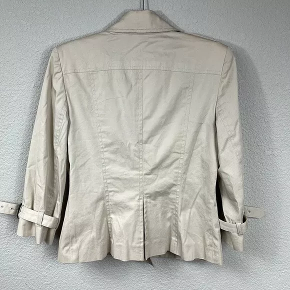 Burberry London Khaki Short Cropped Trench Coat Double Breasted Sz 4 2