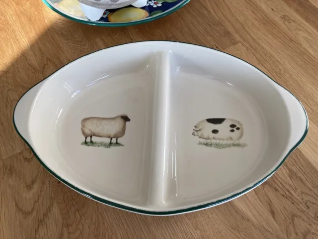 Farm Animals Oval Ceramic Serving Dish by Cloverleaf